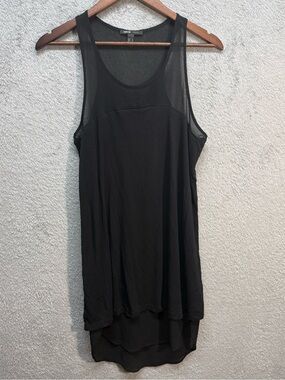 MNG Mango Casual Black Layered Sheer Tank Top Size S